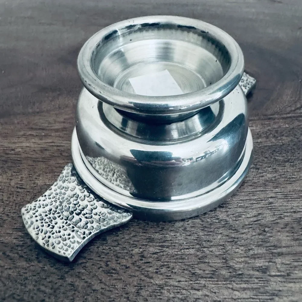 Vintage Silver Pewter Dragon Engraved Wine Tasting Cup